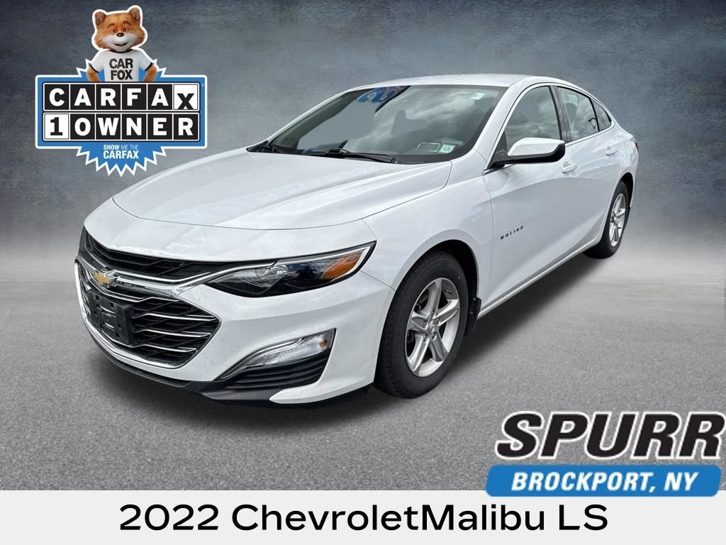 2022 Chevrolet Malibu LS in Summit White — front three-quarter view