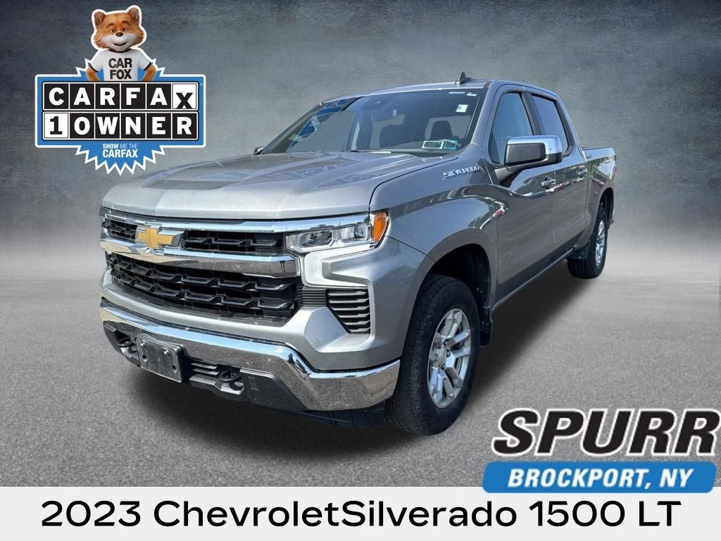 2023 Chevrolet Silverado 1500 LT (2FL) in Sterling Gray Metallic — front three-quarter view