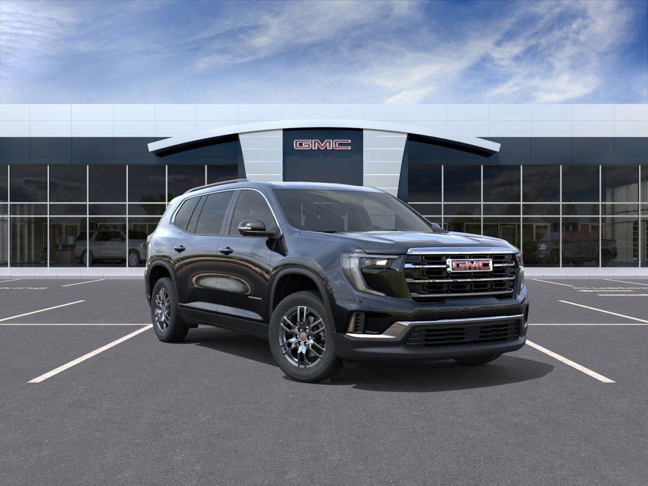 2026 GMC Acadia Elevation in Ebony Twilight Metallic — front three-quarter view