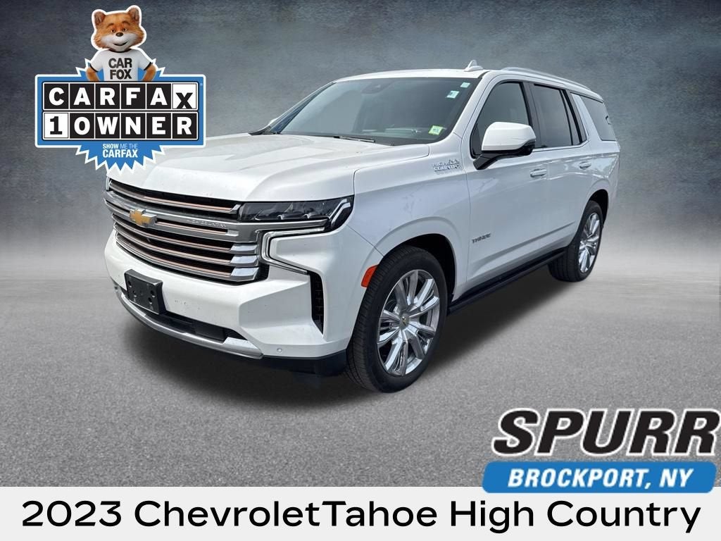 2023 Chevrolet Tahoe High Country in Iridescent Pearl Tricoat — front three-quarter view