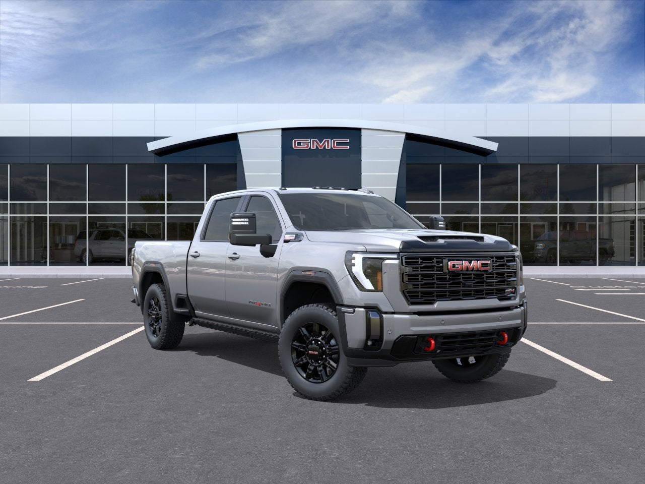 2026 GMC Sierra 2500 HD AT4 in Sterling Metallic — front three-quarter view