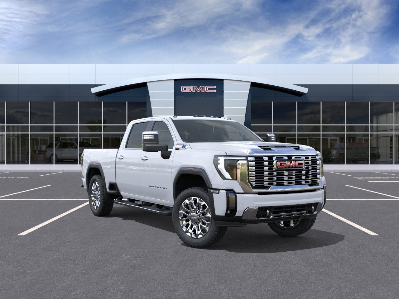 2026 GMC Sierra 2500 HD Denali in Glacier White Tricoat — front three-quarter view