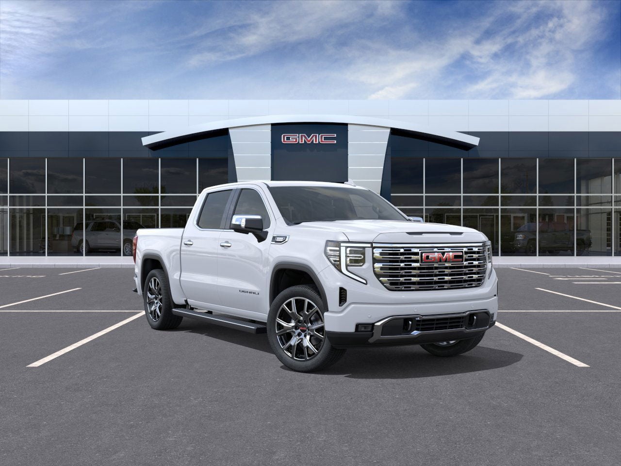 2026 GMC Sierra 1500 Denali in Glacier White Tricoat — front three-quarter view
