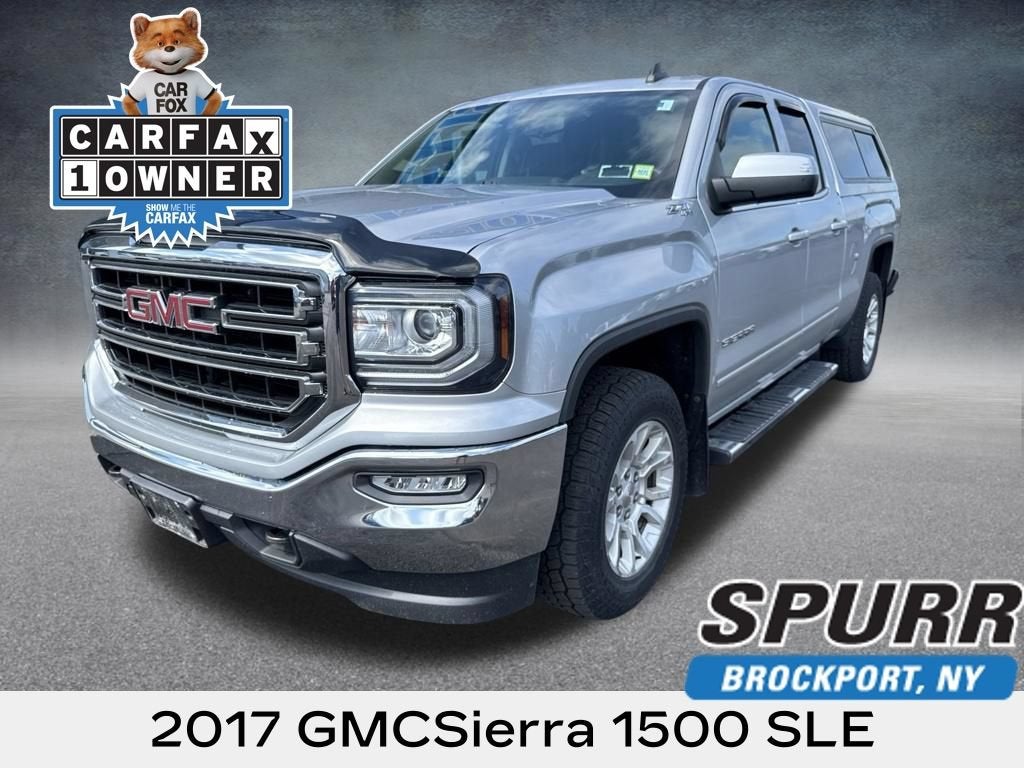 2017 GMC Sierra 1500 SLE in Quicksilver Metallic — front three-quarter view