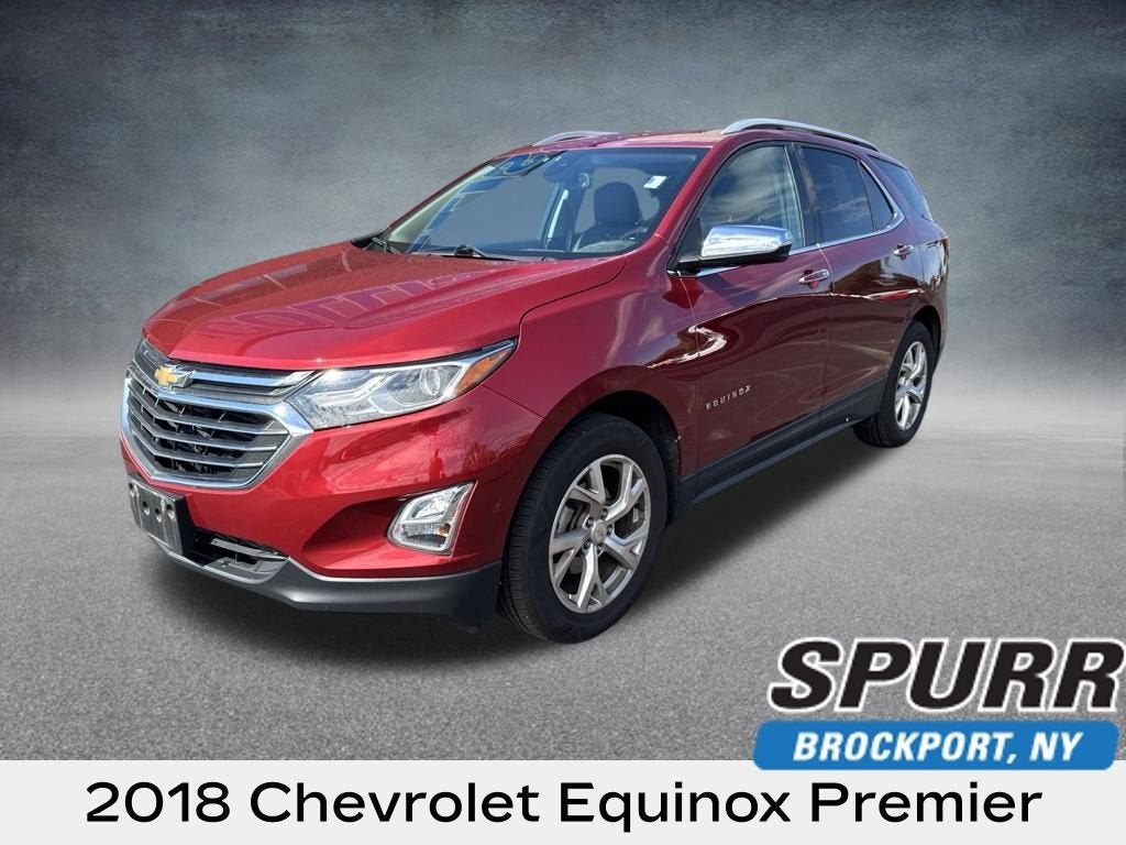 2018 Chevrolet Equinox Premier in Cajun Red Tintcoat — front three-quarter view