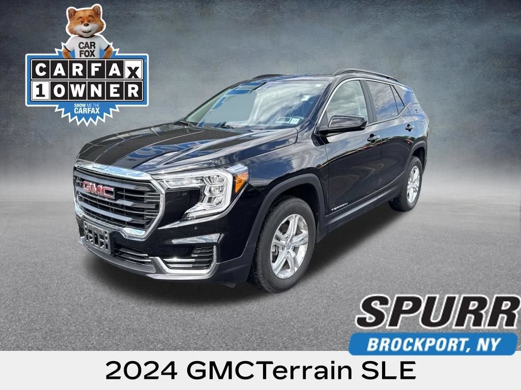 2024 GMC Terrain SLE in Ebony Twilight Metallic — front three-quarter view