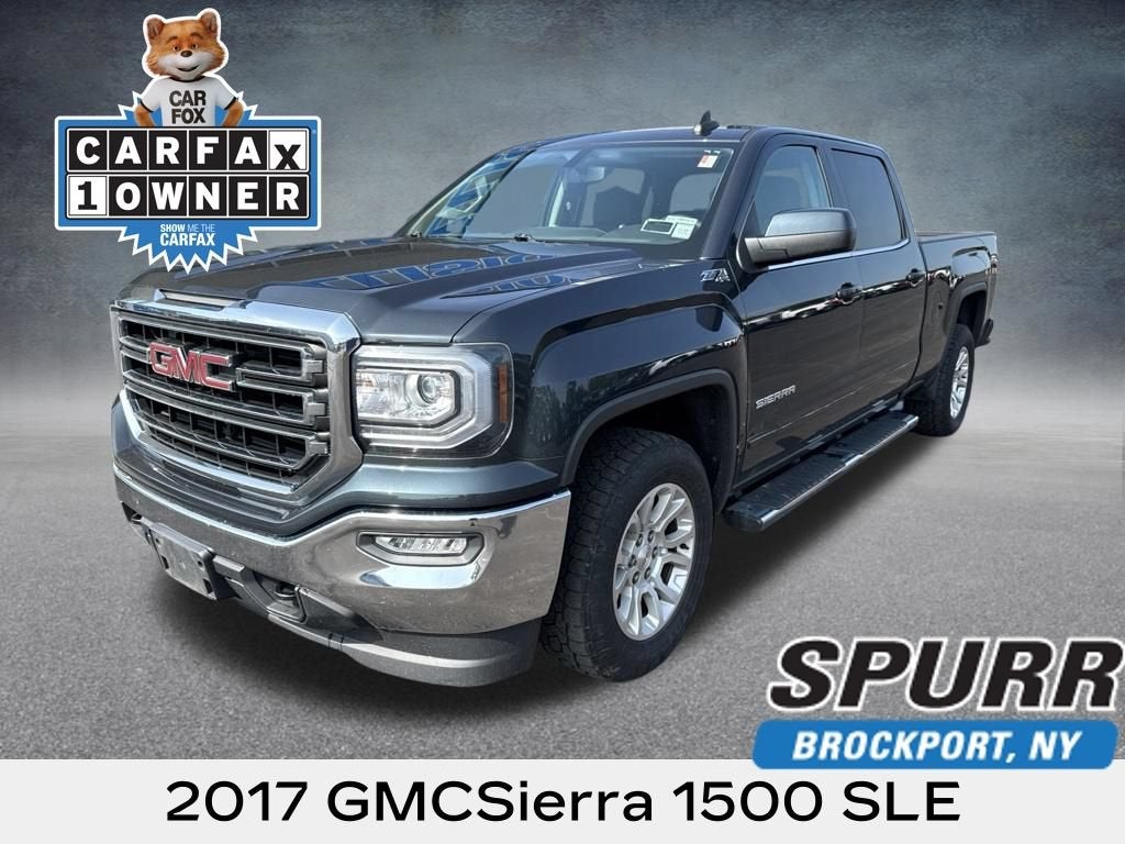 2017 GMC Sierra 1500 SLE in Dark Slate Metallic — front three-quarter view