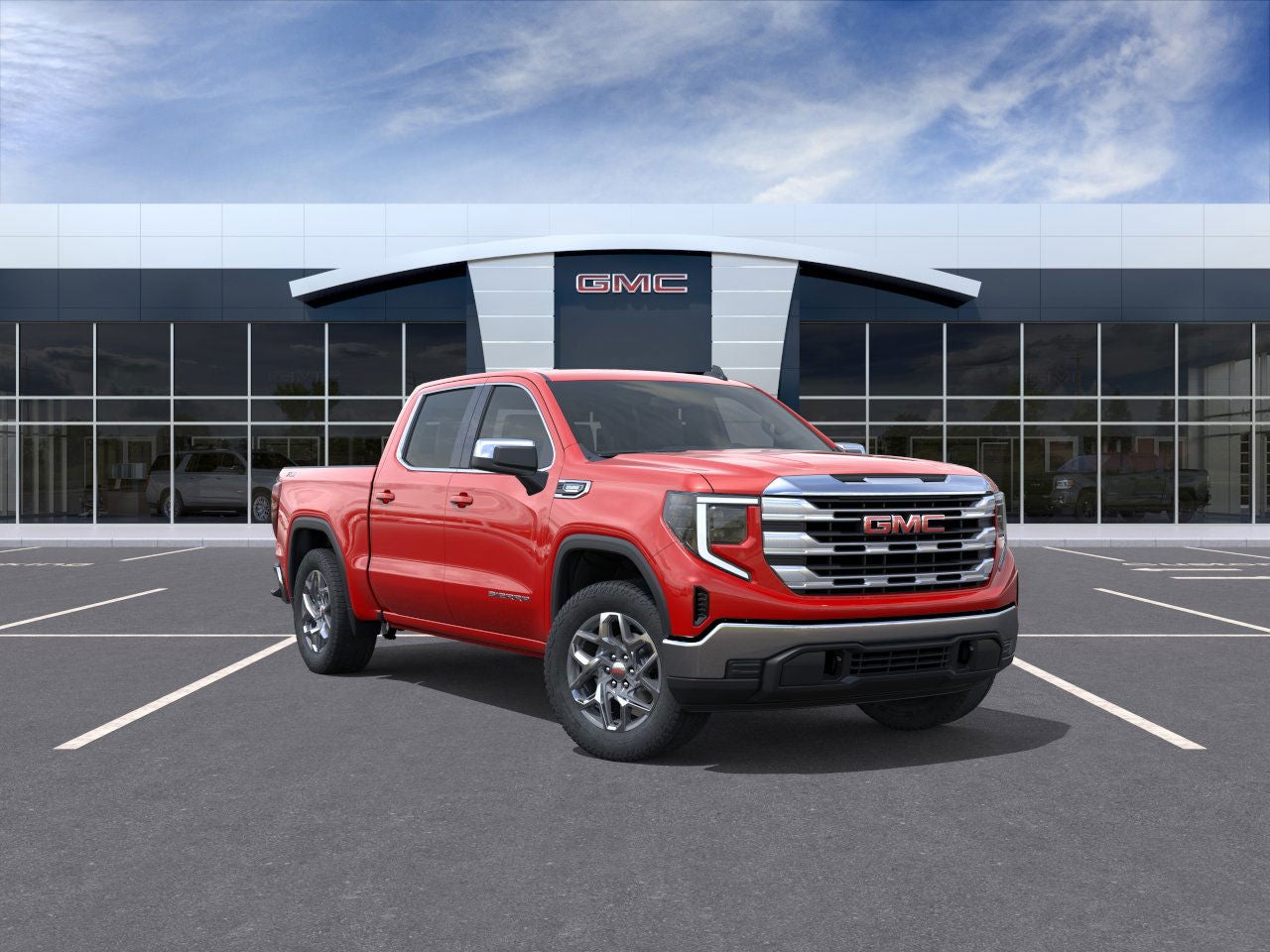 2026 GMC Sierra 1500 SLE in Cardinal Red — front three-quarter view