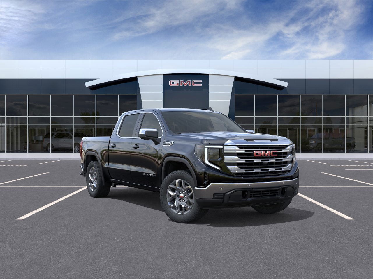 2026 GMC Sierra 1500 SLE in Onyx Black — front three-quarter view