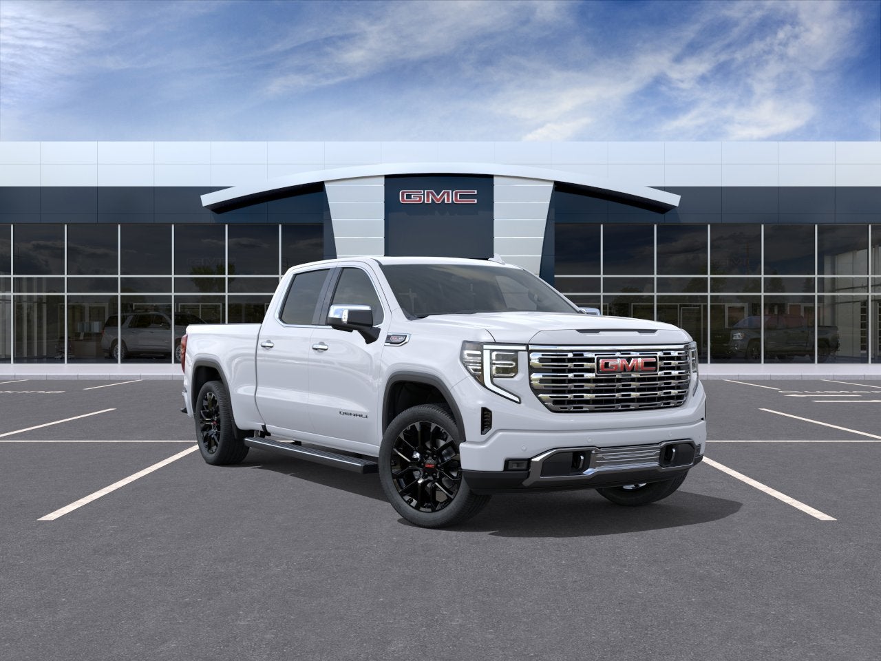 2026 GMC Sierra 1500 Denali in Glacier White Tricoat — front three-quarter view
