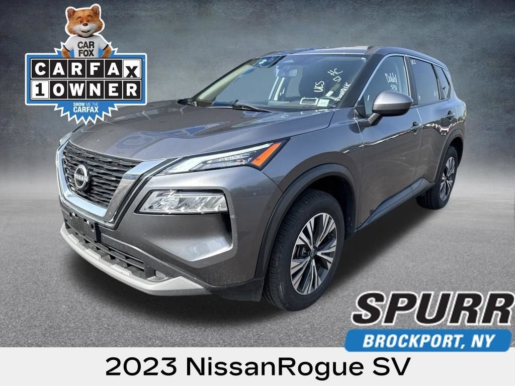 2023 Nissan Rogue SV in Gray — front three-quarter view