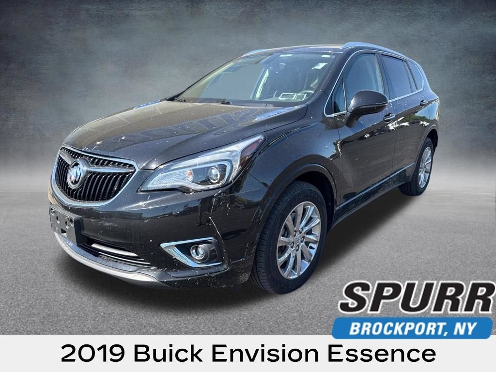 2019 Buick Envision Essence in Ebony Twilight Metallic — front three-quarter view